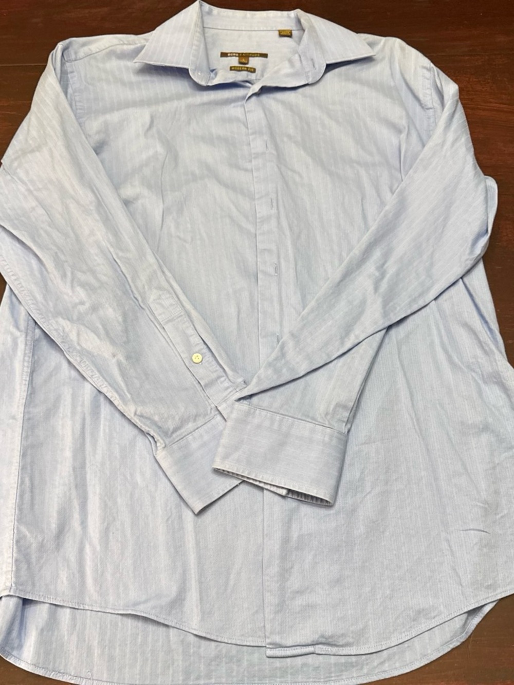 BCBG Light Blue Striped Men's Dress Shirt